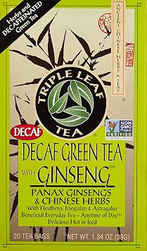 Green Tea-No Caffeine with Ginseng & Chinese Herbs Triple Leaf Tea 20 Bag