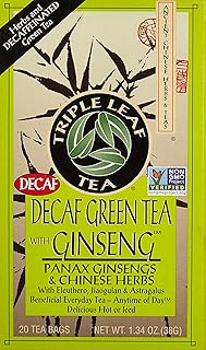 Green Tea-No Caffeine with Ginseng & Chinese Herbs Triple Leaf Tea 20 Bag