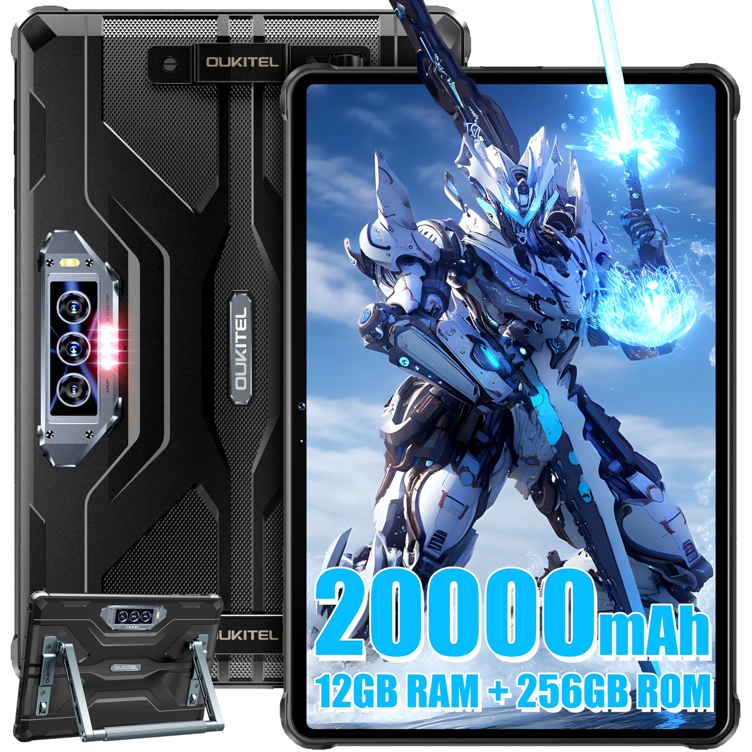 RT8 Tablet, 12 GB RAM + 256 GB ROM, Rugged Tablet, Android 13, Akku 20.000 mAh, 11 Zoll FHD+, Kamera 48 MP + 20 MP Nachtsicht, Schnellladung von 33 W, 4G Dual SIM/5G WiFi/NFC