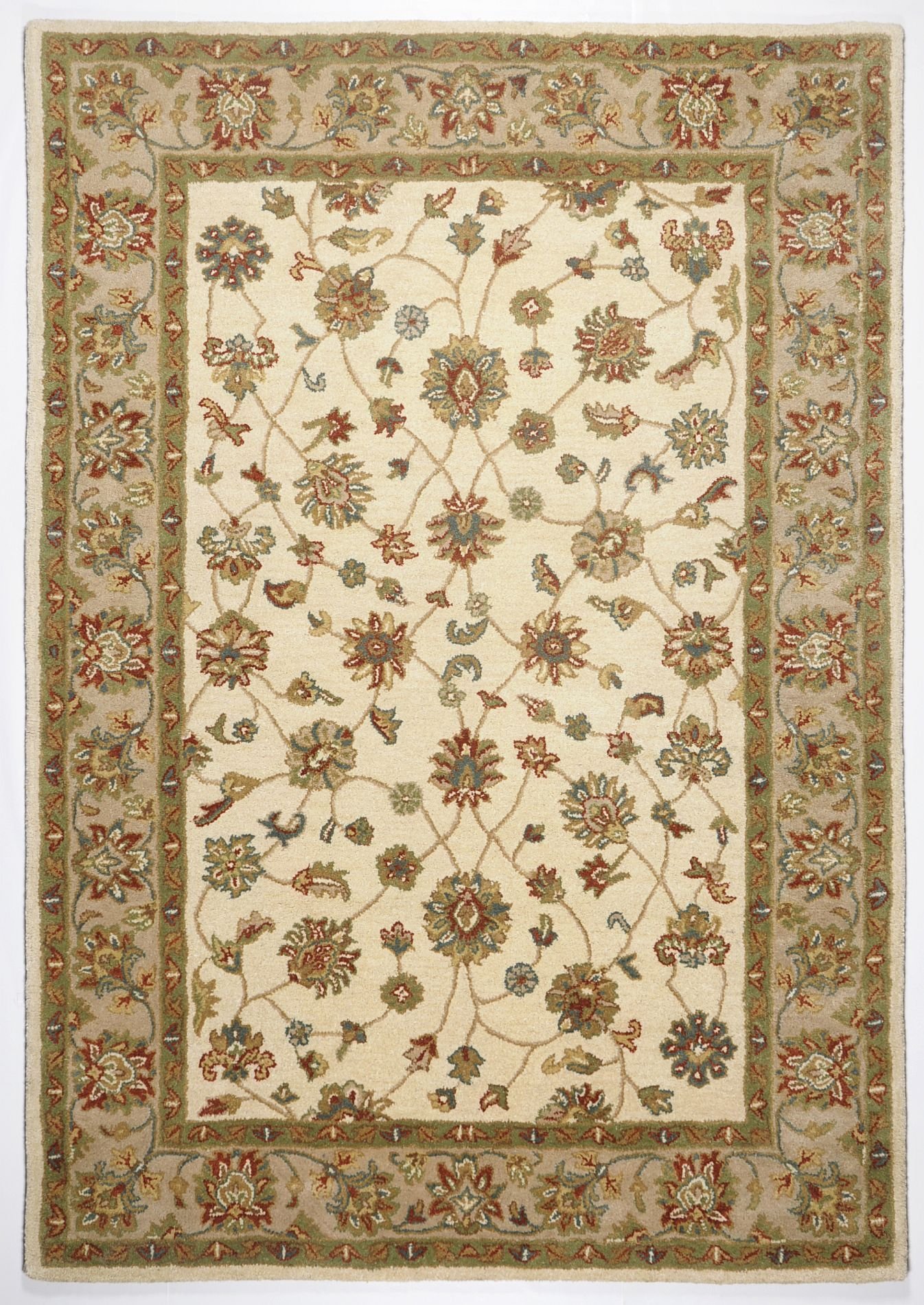 Rug Theko Classic Hand Tufted Designer Carpet Color Cream Brown Size Variations 240 x 340 cm