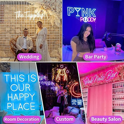 Miniatura 7 de Letrero de neón personalizable, letreros de neón LED grandes de 15 a 60 pulgadas, letrero de luz de neón personalizado aplicable a bodas, fiestas,