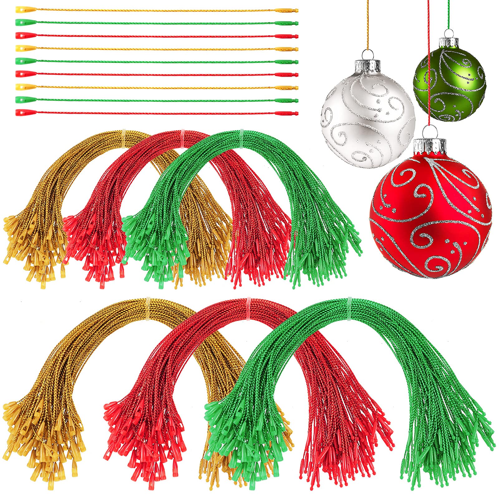 Cordes de suspension de Noël en polyester or rouge vert 600 pcs