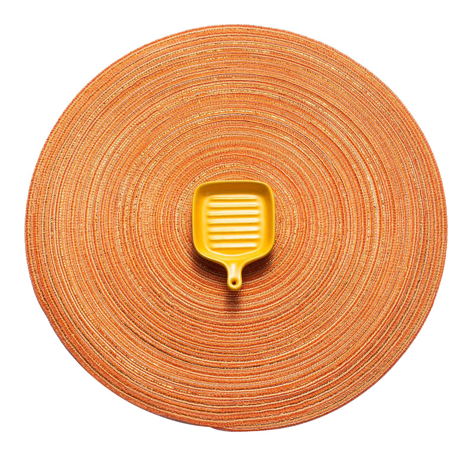 AHHFSMEI Round Braided Placemats 15 Inch Round Table Mats for Dining Tables Natural Woven Heat Resistant Place mats Set of 6 for Halloween Thanksgiving Christmas(Orange)