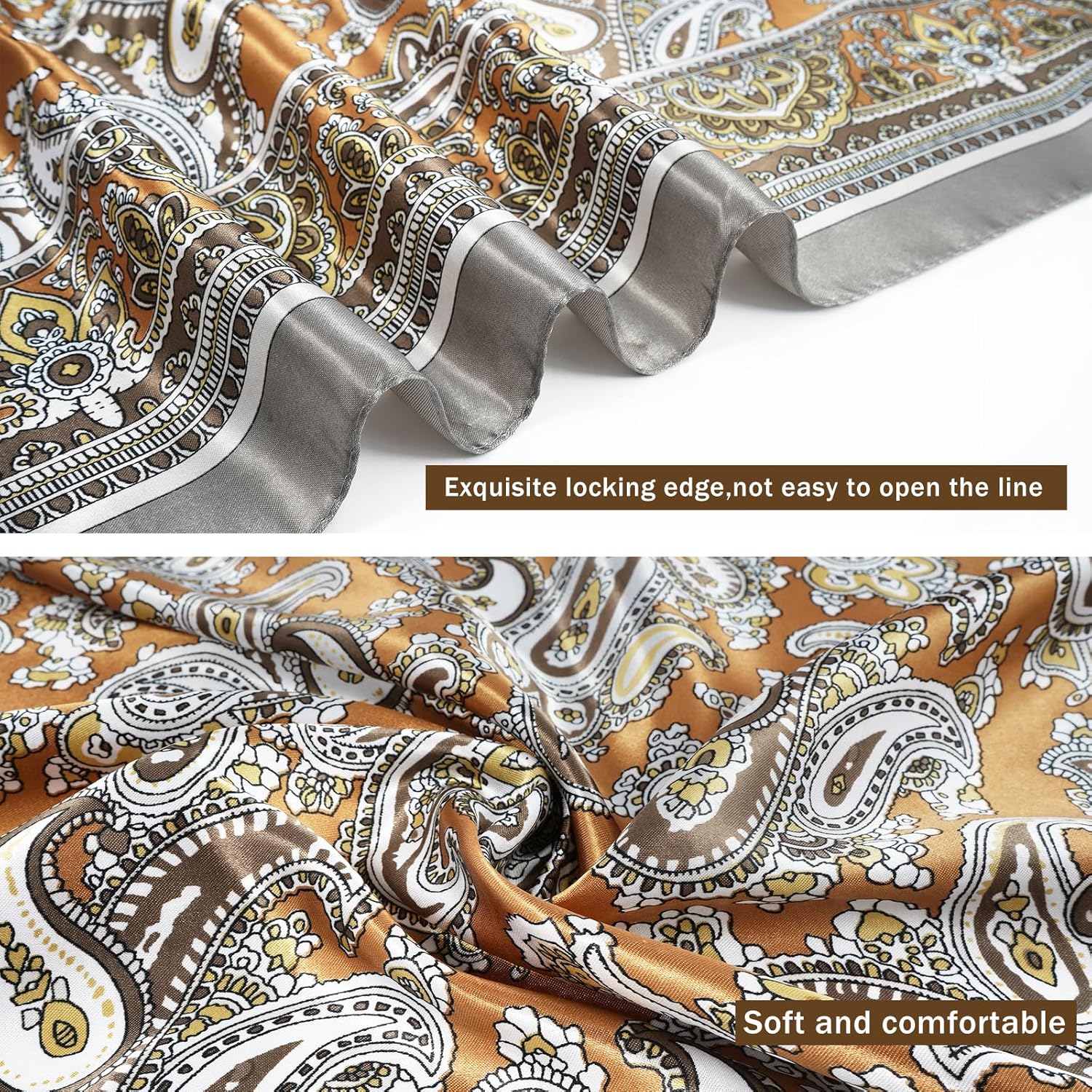 GERINLY 35 Inch Wild Rag Cowboy Scarves for Men, Large Rancher Neckerchief Silk Feel, Oversize Western Bandana - Image 6