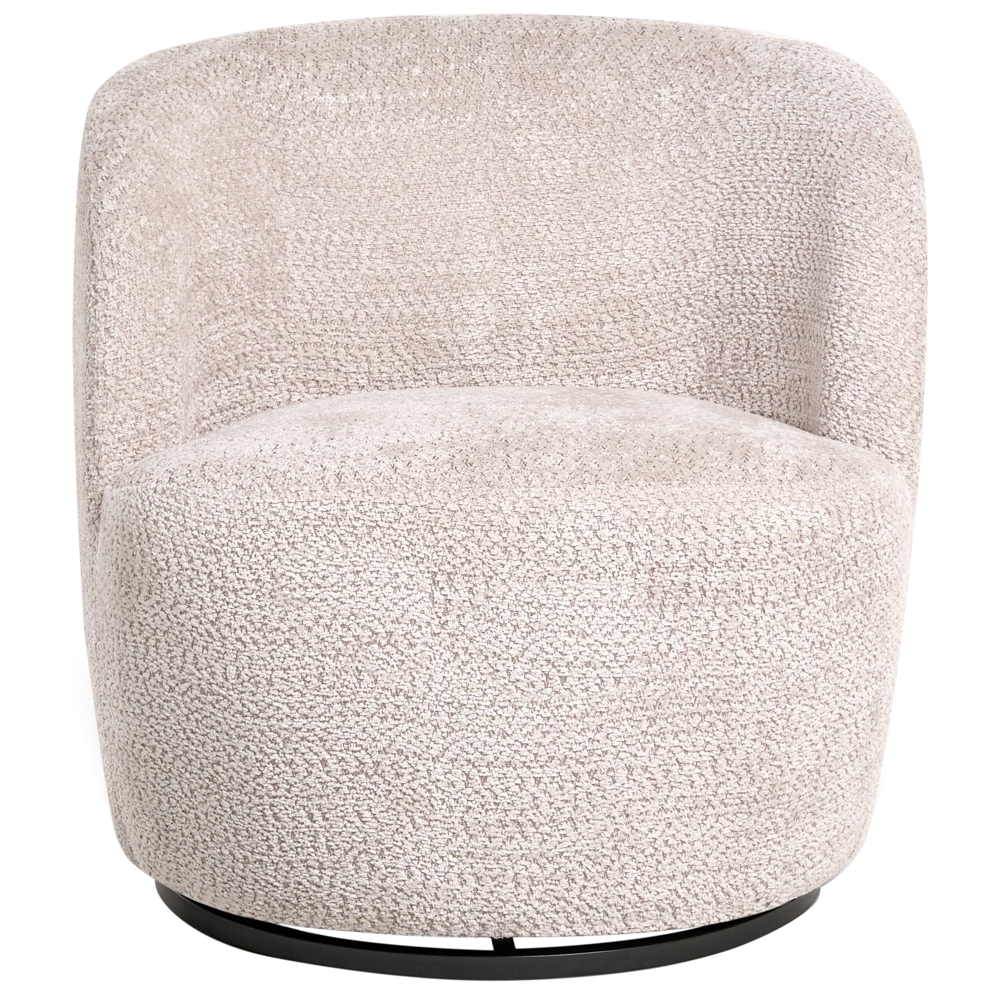 Beliani Sillón Giratorio Moderno con tapizado de Chenilla reposabrazos y Asiento Ancho salón Beige Kuolpa