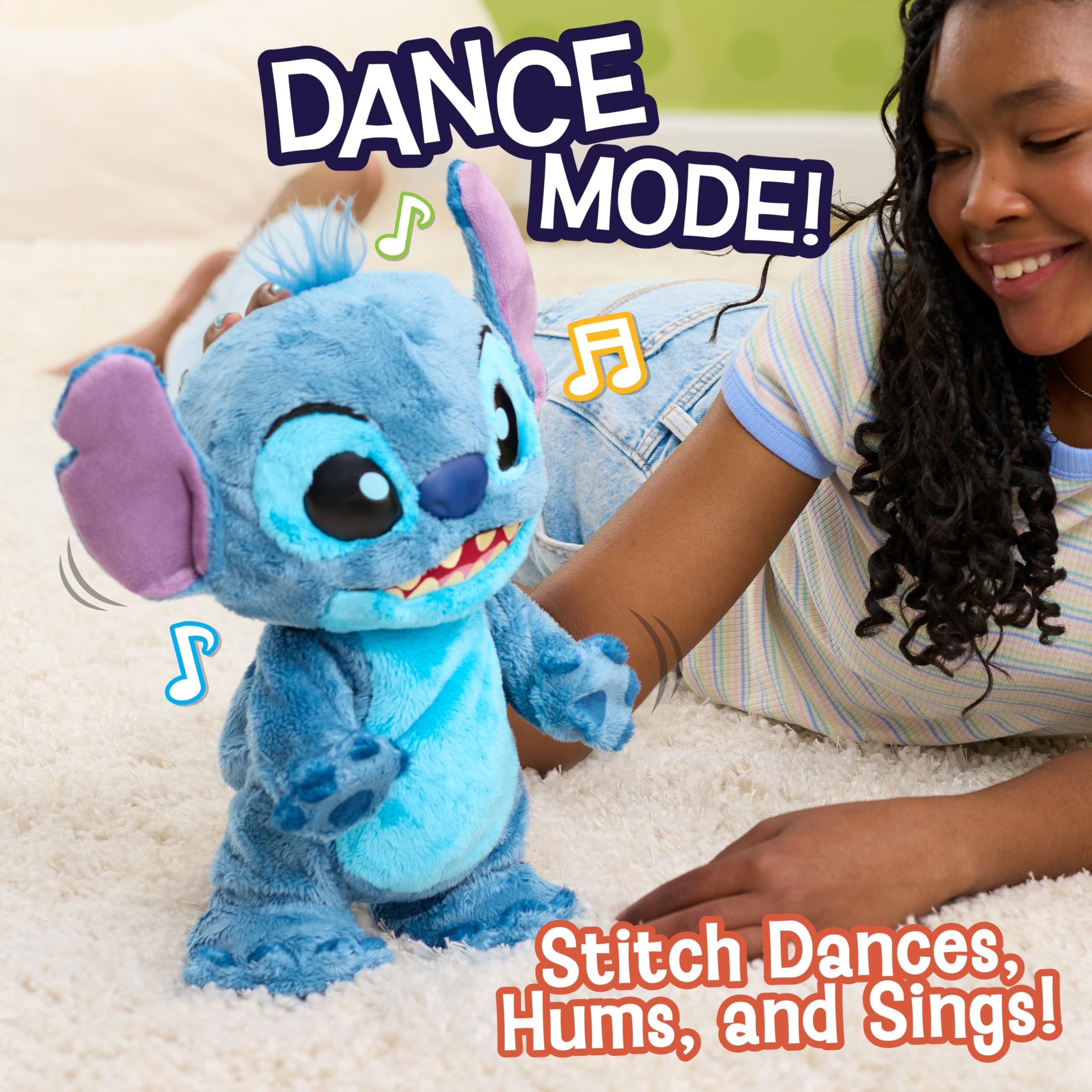 Disney Peluche Interactivo Stitch Double Trouble | con más de 50 sonidos y reacciones, Stitch camina y baila, a partir de 3 años