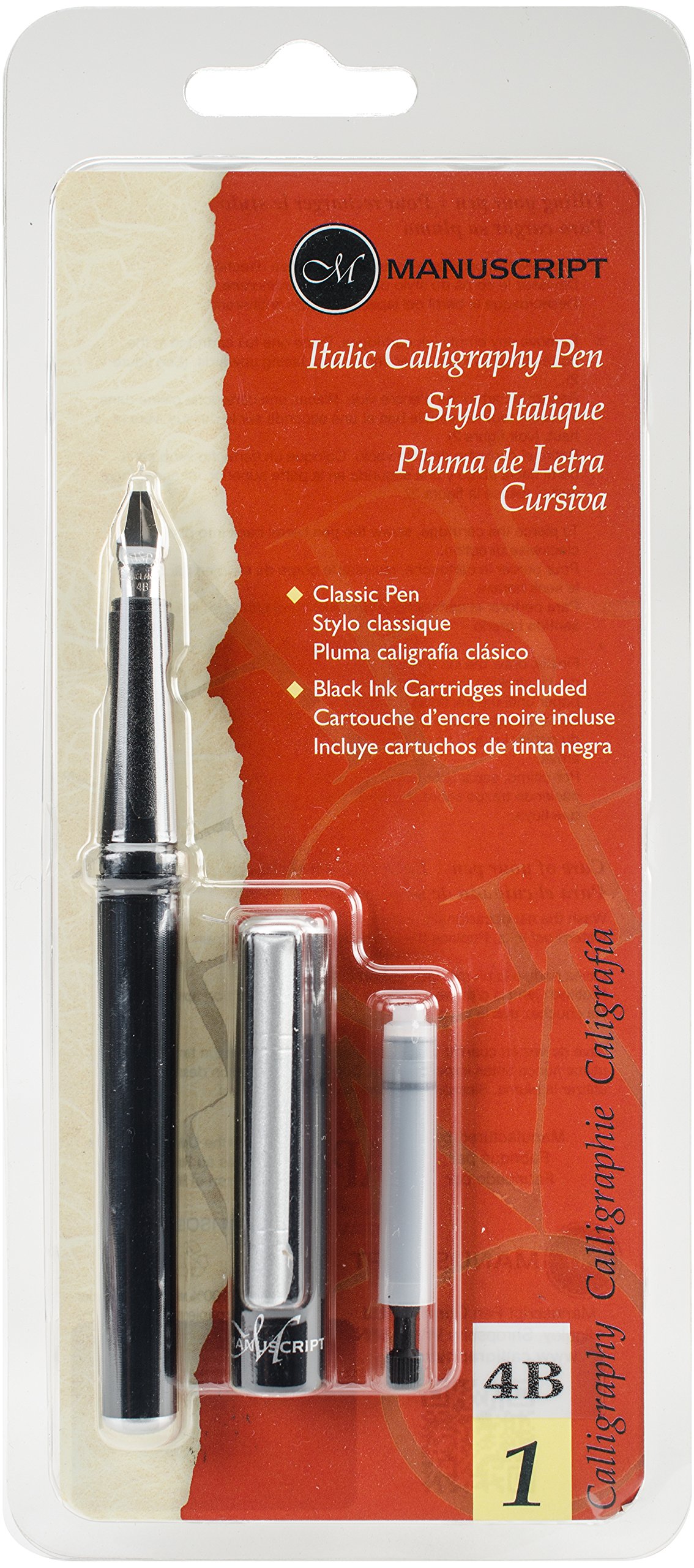 Stylo Plume Calligraphie Italique Manuscript - Pointe Moyenne, Pour Droitiers, Avec Cartouche Et Convertisseur