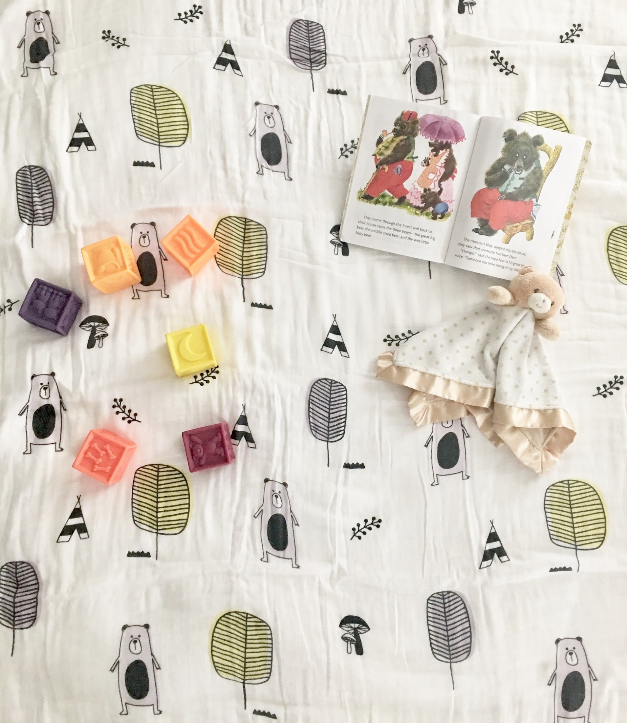 Clover & Sage Manta de muselina orgánica para bebé, 100% algodón hipoalergénico, mantas de cama – osos de abrazos