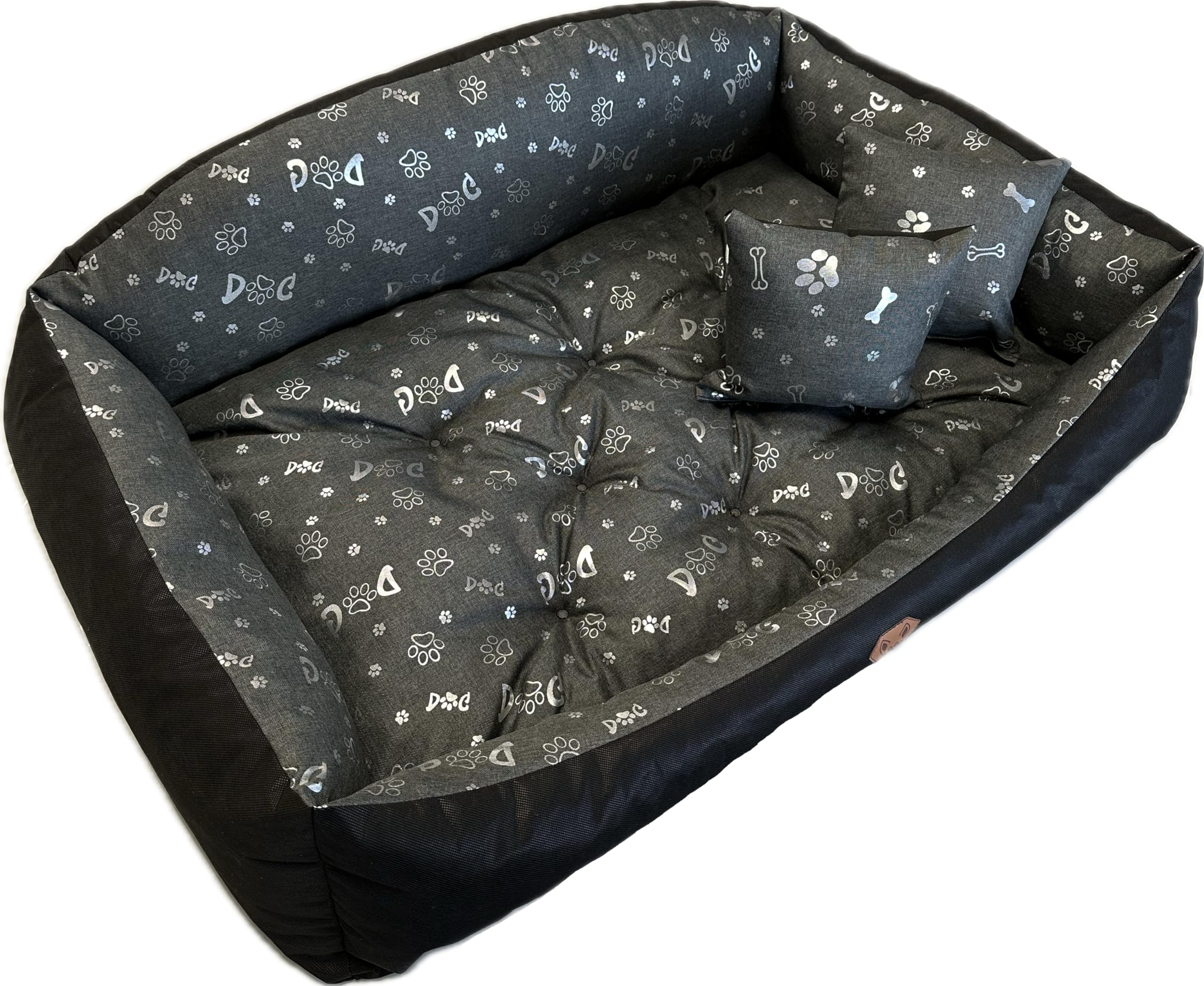 Dogs4Life Cama ortopédica lavable para perros, sofá para perros, cesta para perros pequeños, medianos y grandes (S, gris ceniza con plata. Pft.)