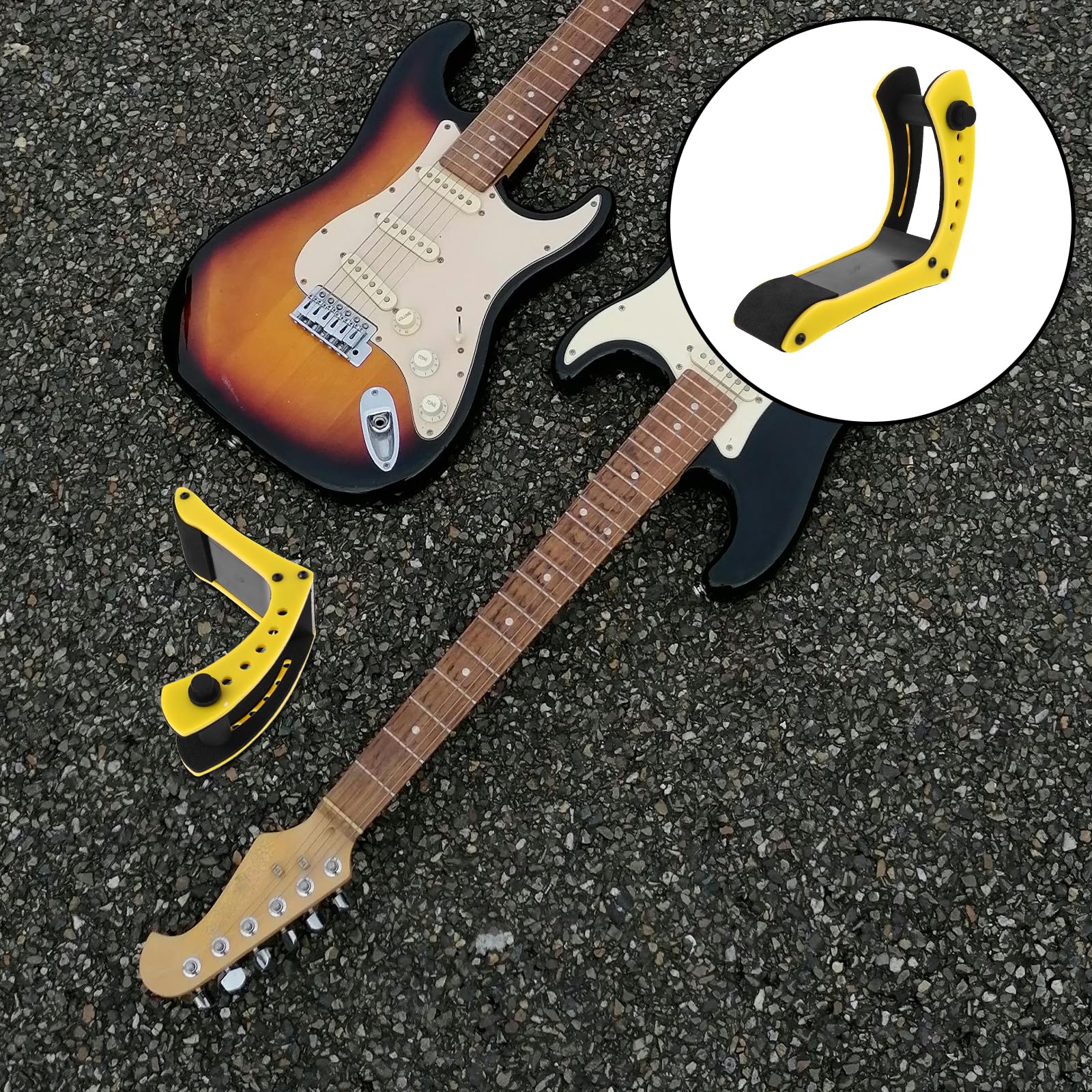 GALPADA Poggiapiedi per Chitarra Elettrica, Regolabile a 6 Livelli, Giallo | Supporto per Basso e Chitarra, Struttura Leggera, Protezione Spugna, Plastica e Metallo