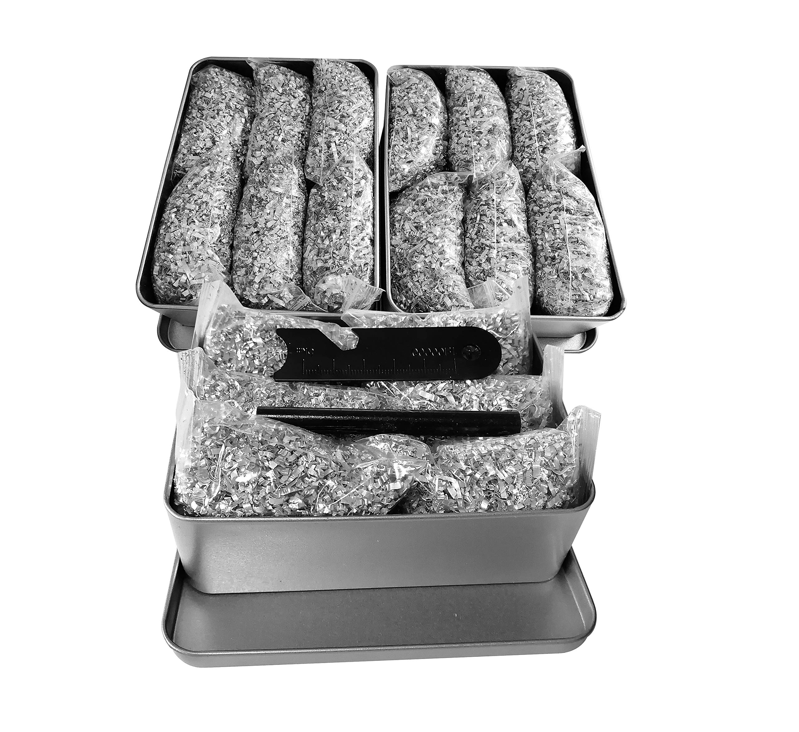 Fire Starter Kit – 6 Magnesium Bags + 3.15" Ferro Rod (12,000+ Strikes) + 4" Waxed Rope (12 Min Burn) – Survival Kit in Waterproof Tin for Camping, Hiking