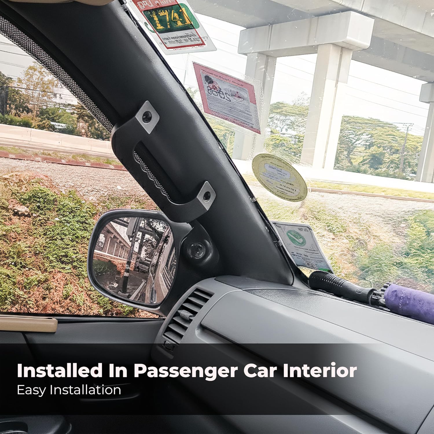 Interior Grab Handle Car Grip - 2 Pack Assist Replacement Passenger Roof Sturdy Billet Handles Heavy Duty Premium Ideal for Camper Trailer RV Handrail Safety Aluminium Alloy Enclosed Door Bar, Black