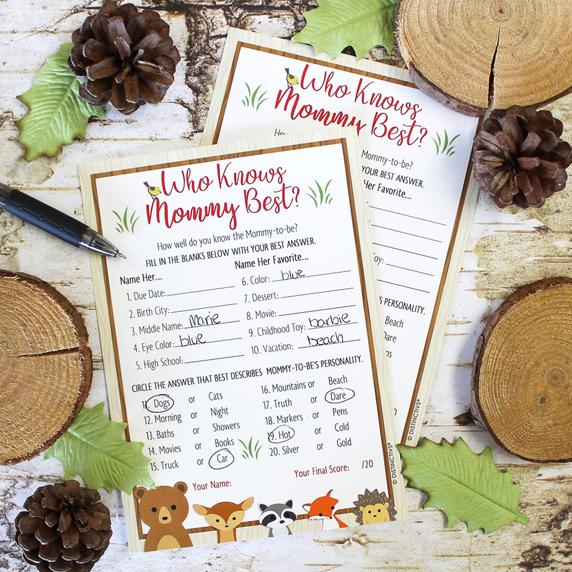 Amazon.com: Who Knows Mommy Best - Woodland Baby Shower Game - 20 Cards :  Home & Kitchen