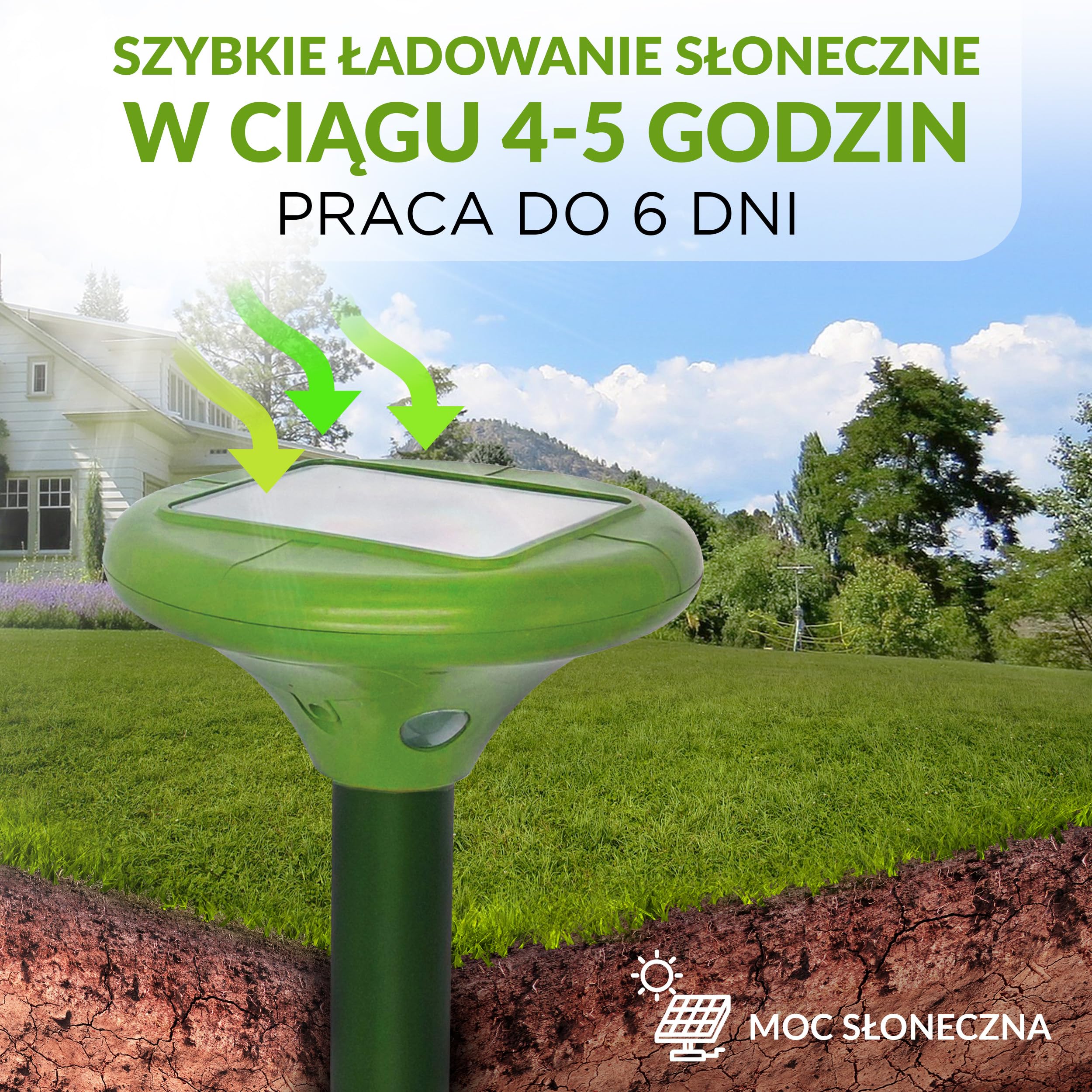 ISOTRONIC Solarny odstraszacz kretów, norników i węży – Z kolcem do wbijania w ziemię – Do ogrodu i na trawnik – Skuteczna ochrona – Zasięg 1250 m² (2 sztuki)