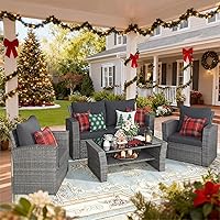Vista 16 de Wisteria Lane Juego de muebles de patio de 4 piezas, conjunto de muebles de conversación de patio al aire libre de mimbre, sofá de patio para todo