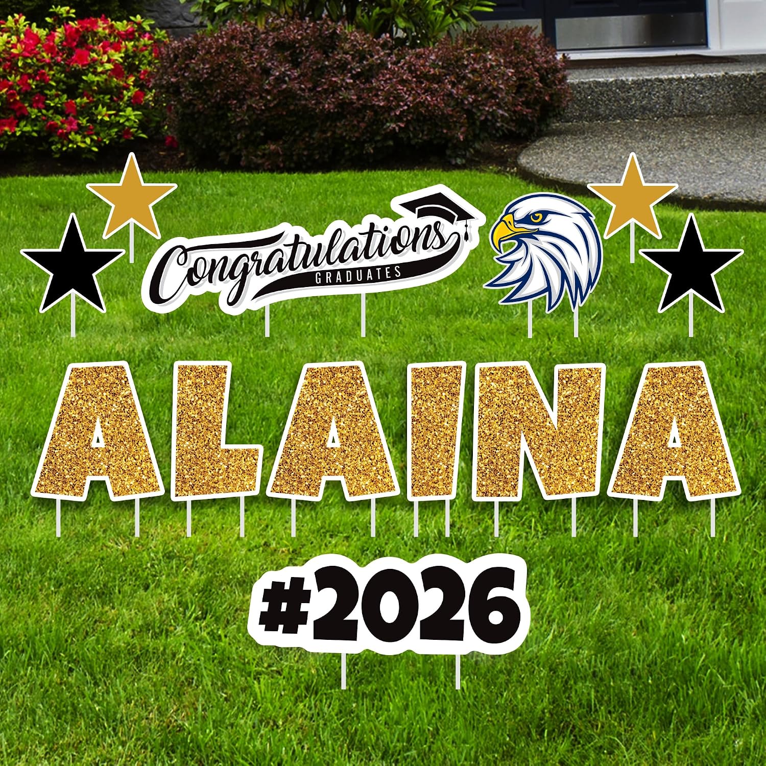 Personalized Graduation Yard Sign Letters 18", Custom Graduation Yard Cutouts Congratulations Grad 2026 Yard Décor With Metal Stakes