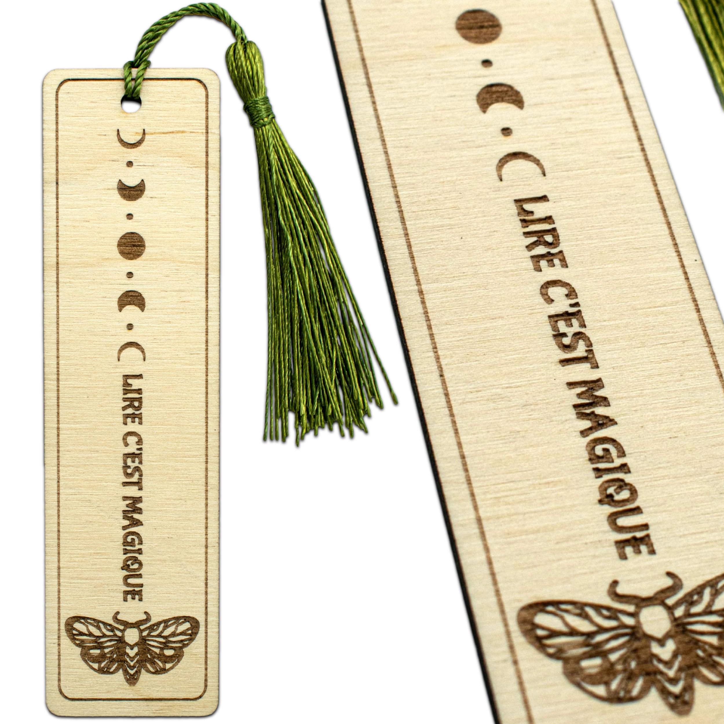 Marca Páginas de madera con pompón marca de página personalizada hecha a mano en Francia Regalo ideal para Amantes de la Lectura y Libros regalo mujer hombres lectores ma
