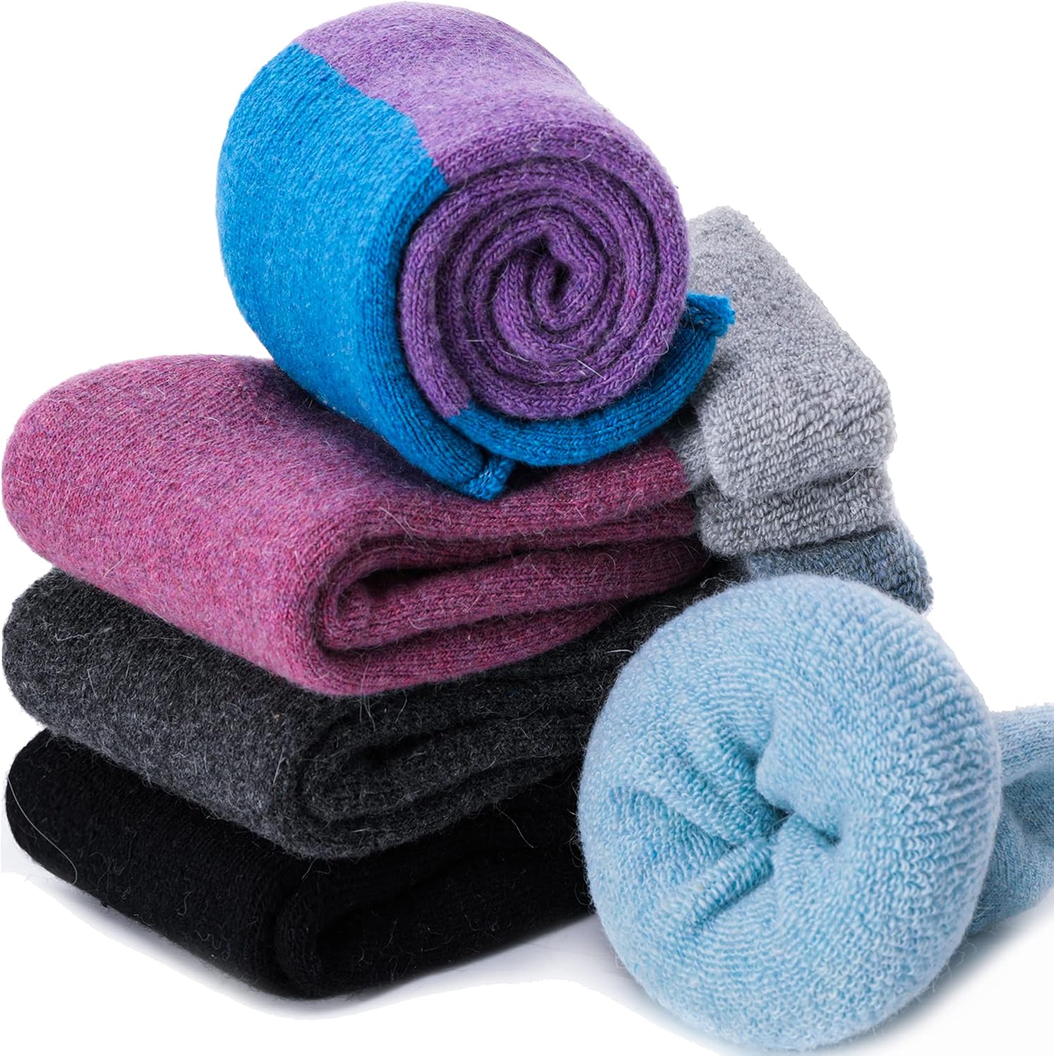 ANTSANG Merino Wool Socks for Women Hiking Thermal Warm Thick Winter Boot Crew Cozy Cabin Work Soft Ladies Socks 5 Pairs