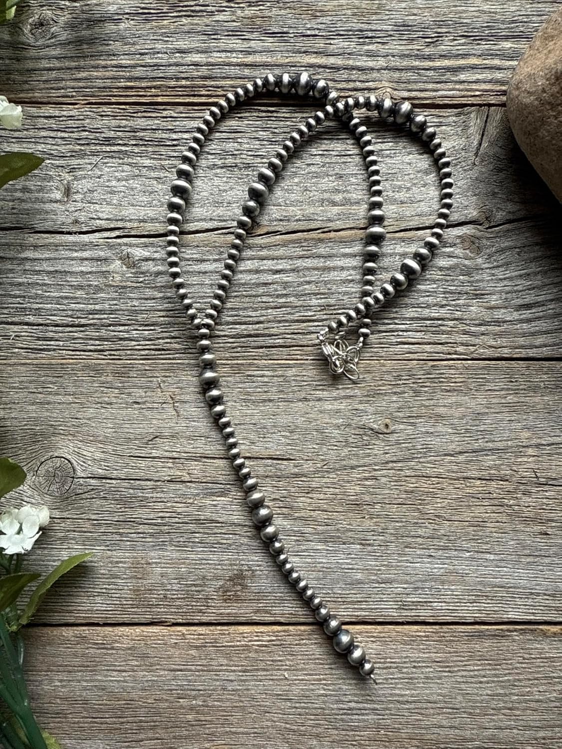 Sterling Silver Multi Graduated W Pearls Bead Lariat Y Necklace. 26 inch Navajo Style