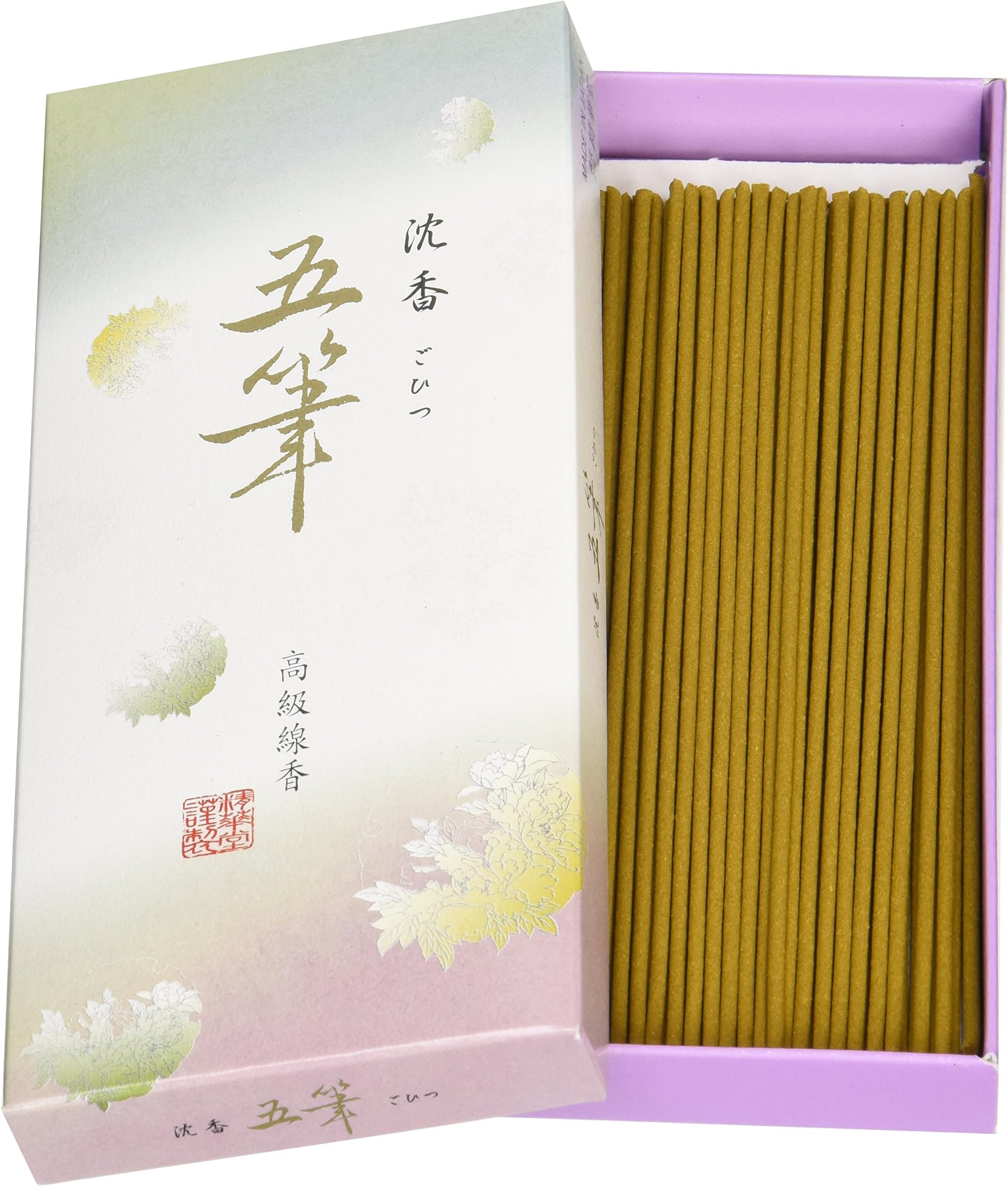 Seikado Japanese Agarwood Incense Sticks Jinko Gohitsu Small Pack - 5.5 inches 60 sticks - Made in Japan - Aloeswood - Oud