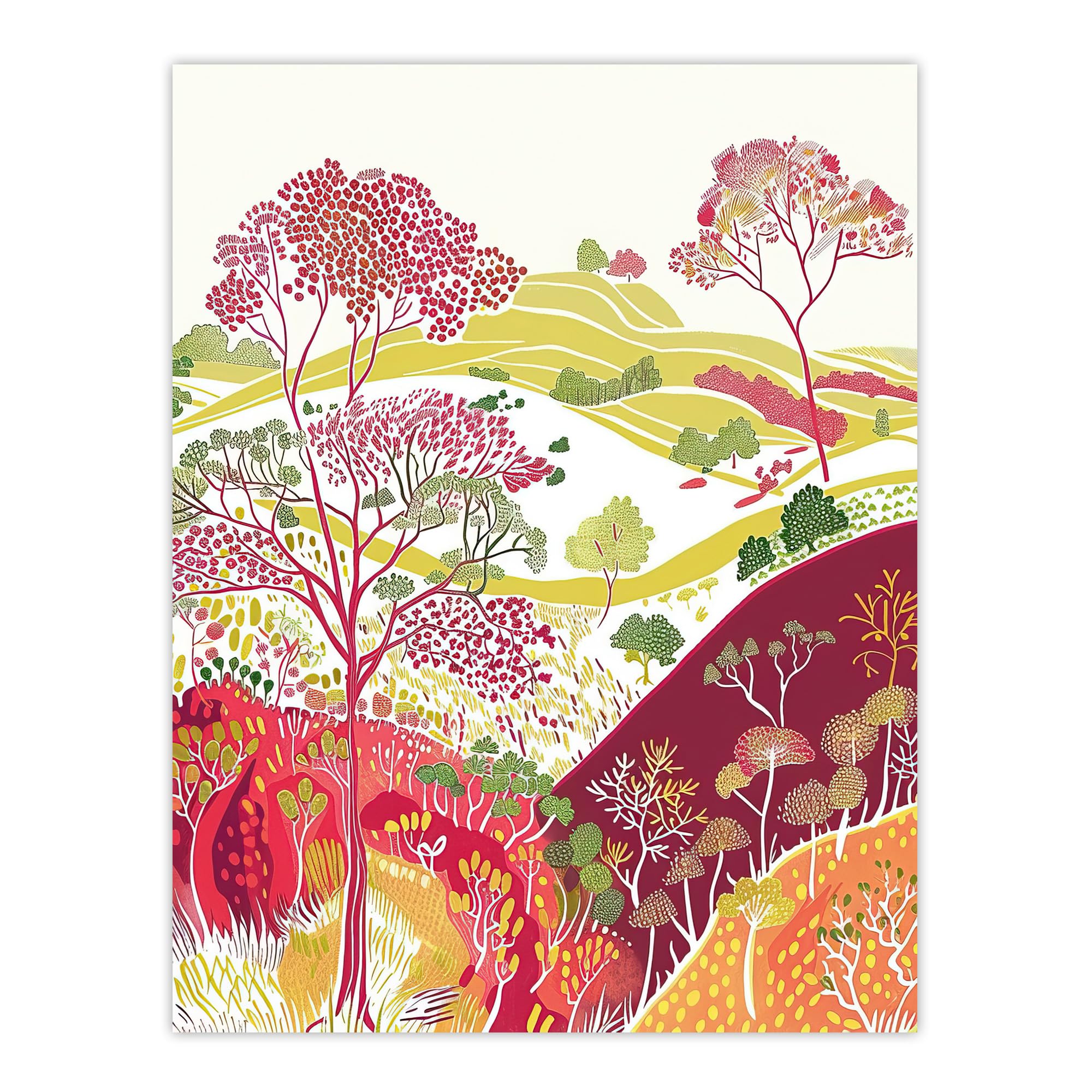 Artery8 Blooming Trees Yorkshire Countryside Landscape Living Room Large Wall Art Poster Print Thick Paper 18X24 Inch