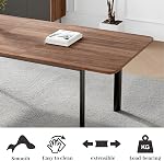 HIPIHOM 63"- 78.7" Extendable Dining Table, Modern Kitchen Table, Thickened Expandable MDF Wooden Table with Metal Legs for Dining Room, Kitchen, Home