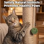 Fantasreen 27.5" Tall Cat Scratching Post with Toy Mouse & Wooden Track Ball (Green, Medium)