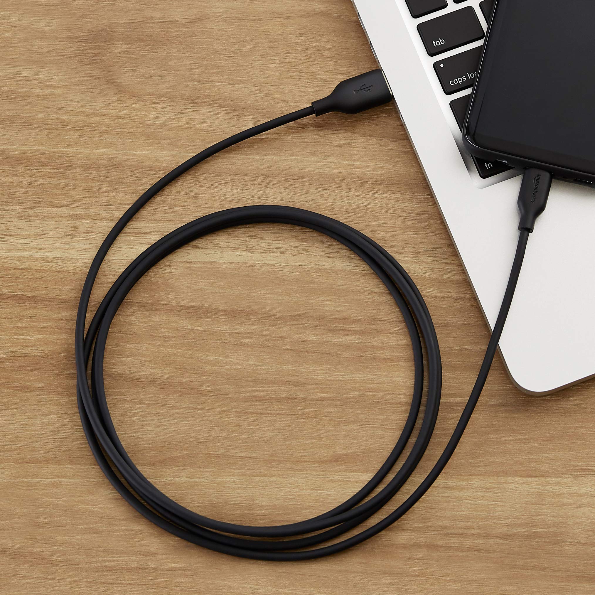 Amazon Basics Confezione da 2 cavi da USB-C a USB-A 2.0 a ricarica rapida, velocità 480 Mbps, certificazione USB-IF, per Apple iPhone 15, iPad, Samsung Galaxy, tablet, laptop, 1.8 m, nero