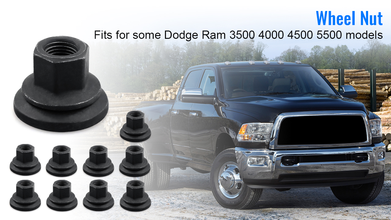 Image of Wheel Lug Nut 611-936 Fit for Dodge Ram 3500 4000 4500 5500 2012-2022 Some Models, M14-1.50 Flange 22mm Hex, 28.5mm Length, Medium 6509424AA