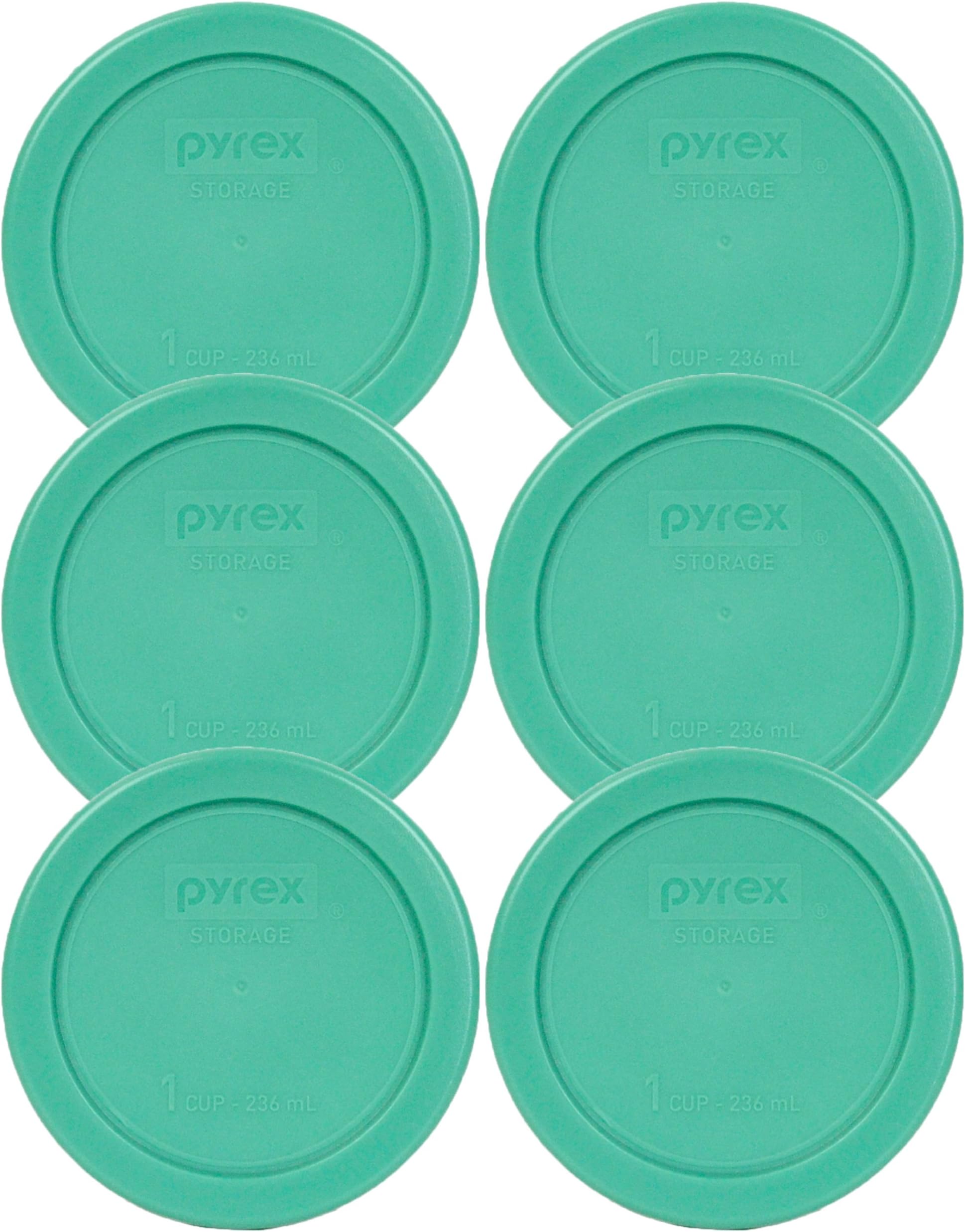 Pyrex 7202-PC 1 Cup Green Round Plastic Replacement Lid - 6 Pack