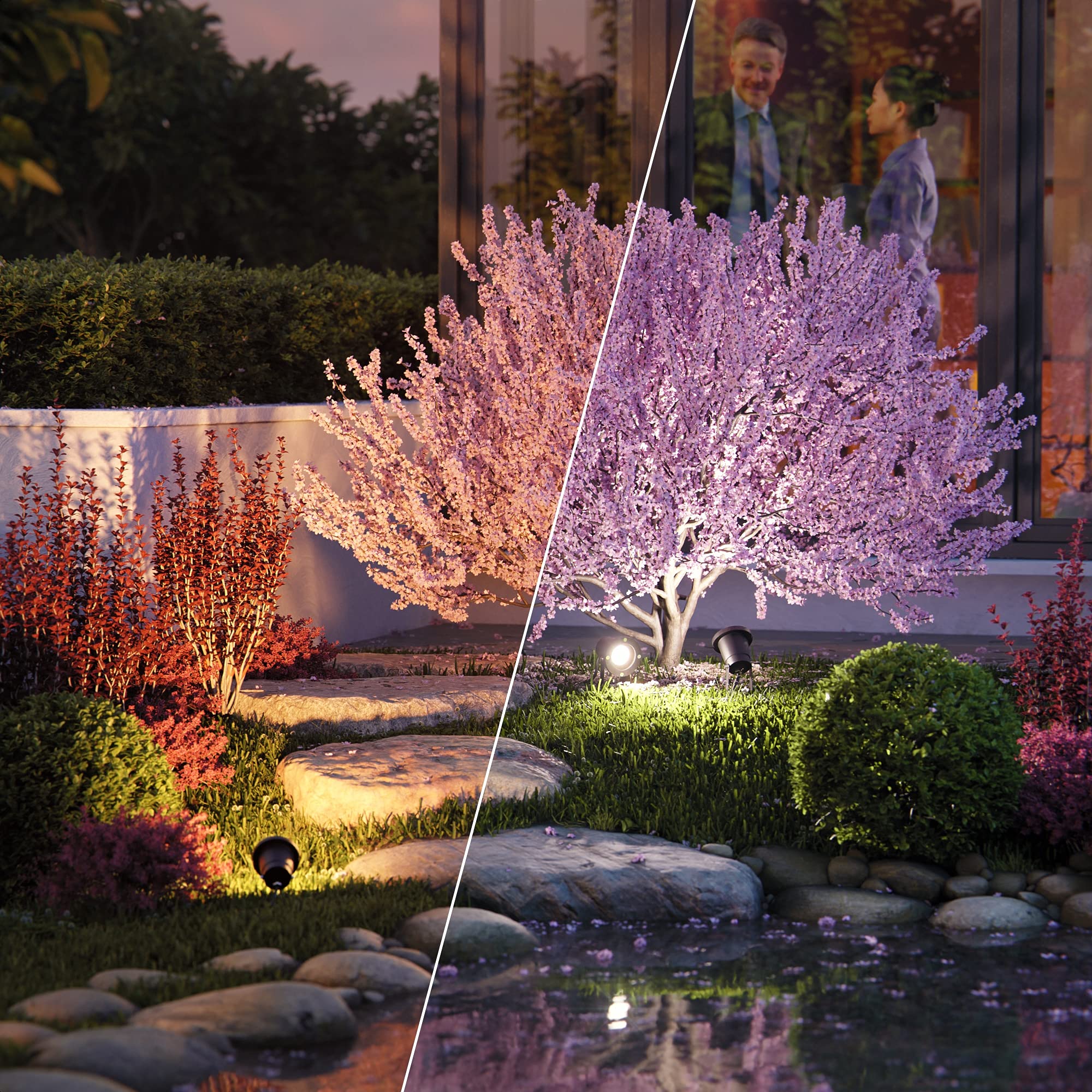 ledscom.de 4x LED Gartenstrahler DUK schwarz für außen, Aluminium, IP65, inkl. Smart Home RGBW GU10 LED Lampe, 5,41W, 473lm