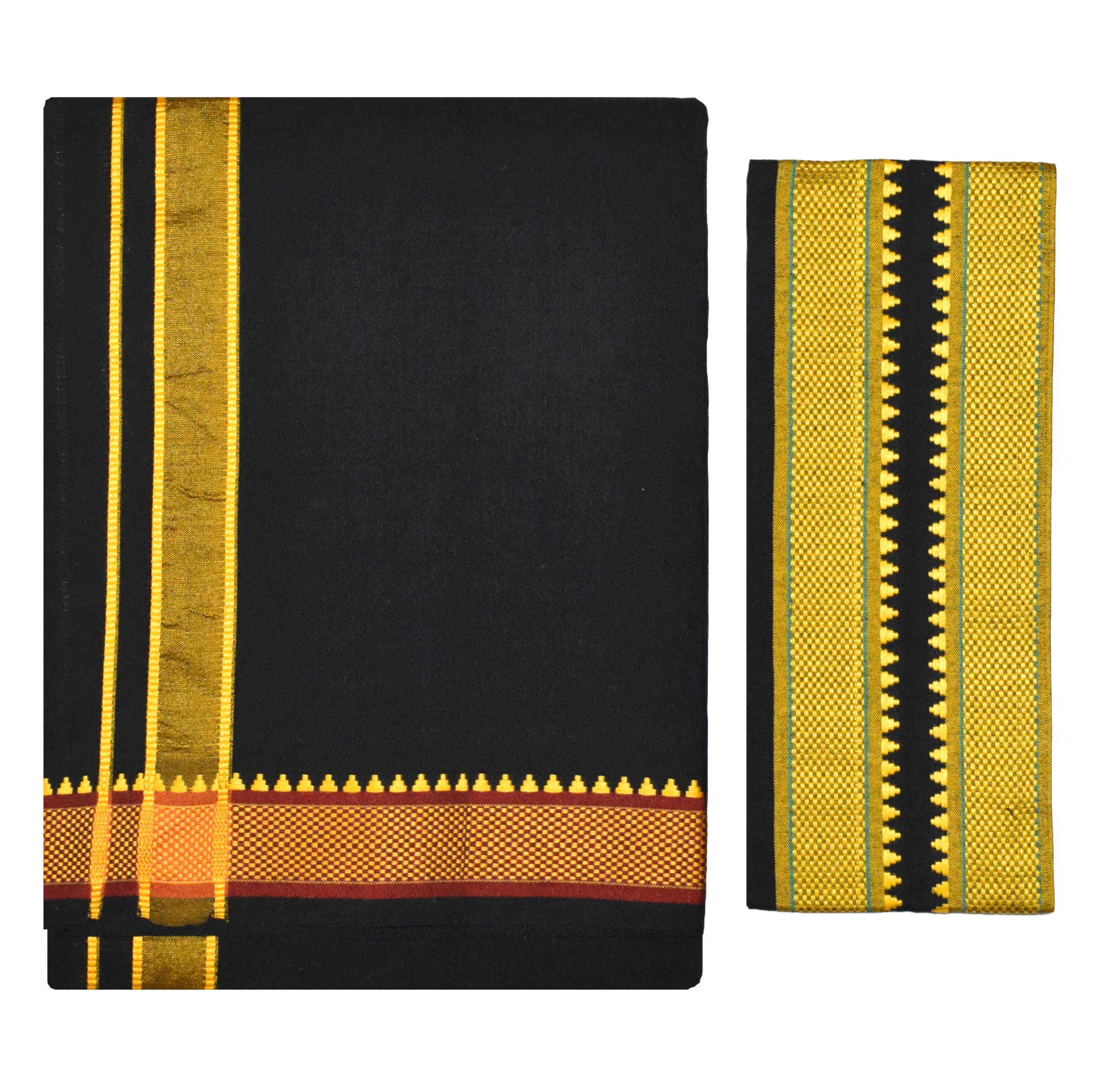 tuni mani Padi Pettu Border Temple wear Single Dhoti with Towel, Dhoti Length-2.0meter, Towel- 30" x 60"inches-picture-12