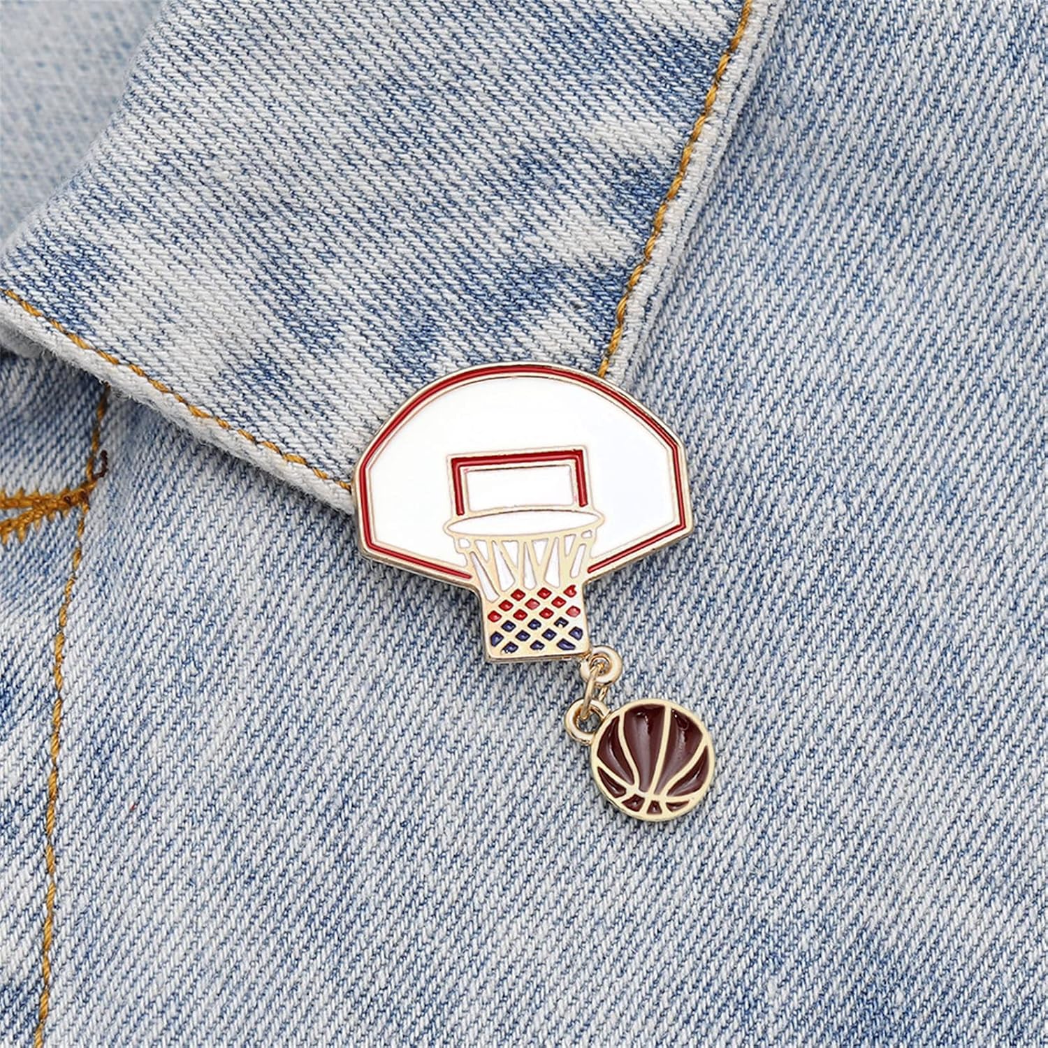 MALOYANVE Basketball Stands Brooch Pin for Men Women Creative Fashion Enamel Sport Theme Pin Basketball Hoops Label Pin Badges Jacket Shirts Bag Decor