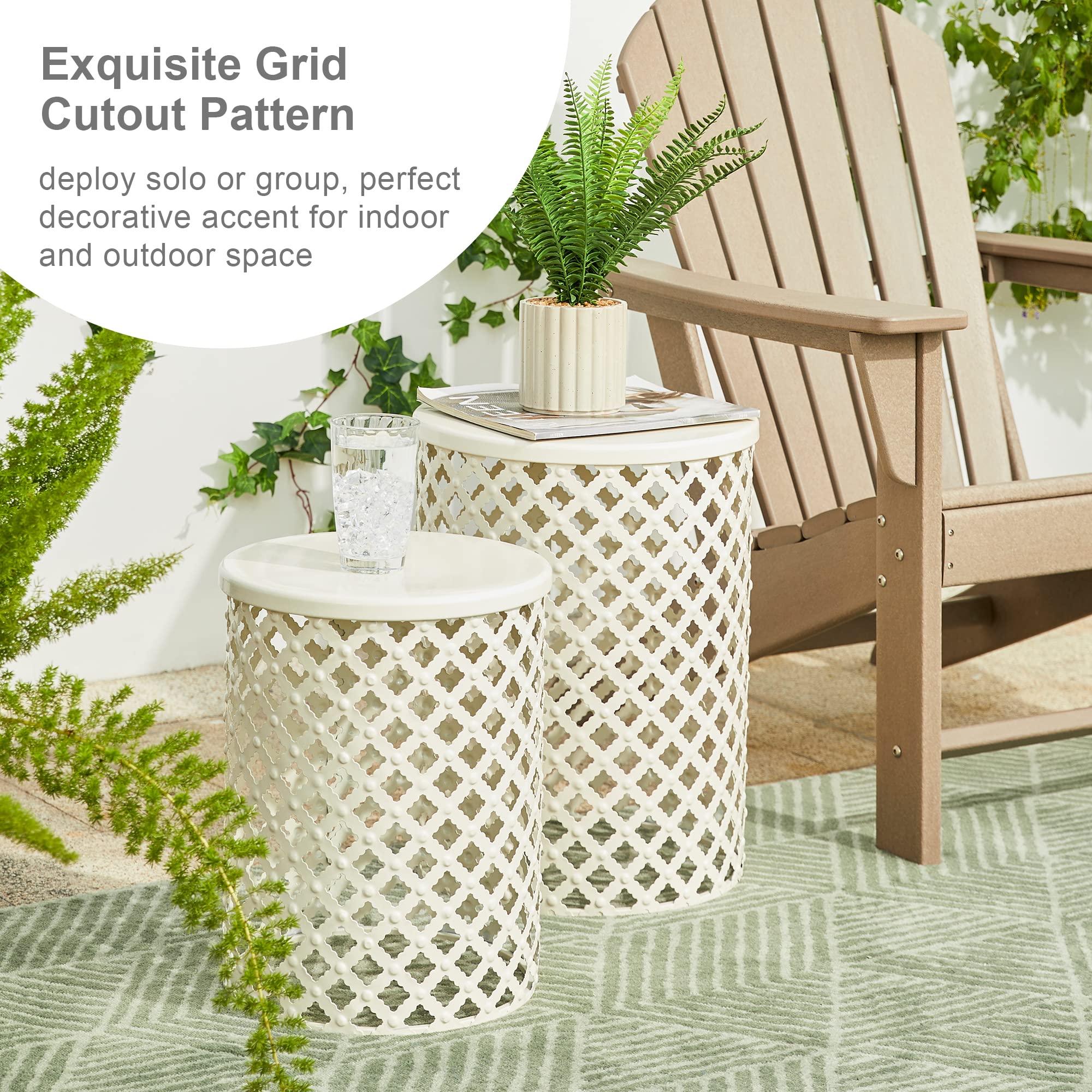 Sunnydaze Knotted Quatrefoil Ceramic Garden Stool Side Table