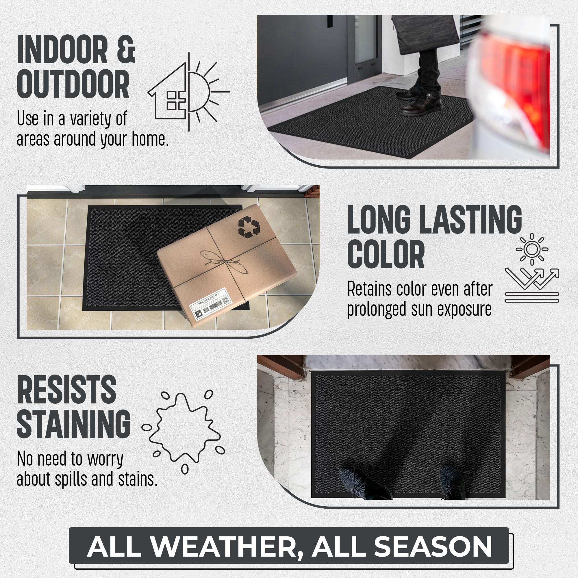 TrendMakers Door Mat Indoor & Outdoor Non-Slip Rubber Backed door mats indoor Super Absorbent Washable Dirt Trapper doormats - Image 3