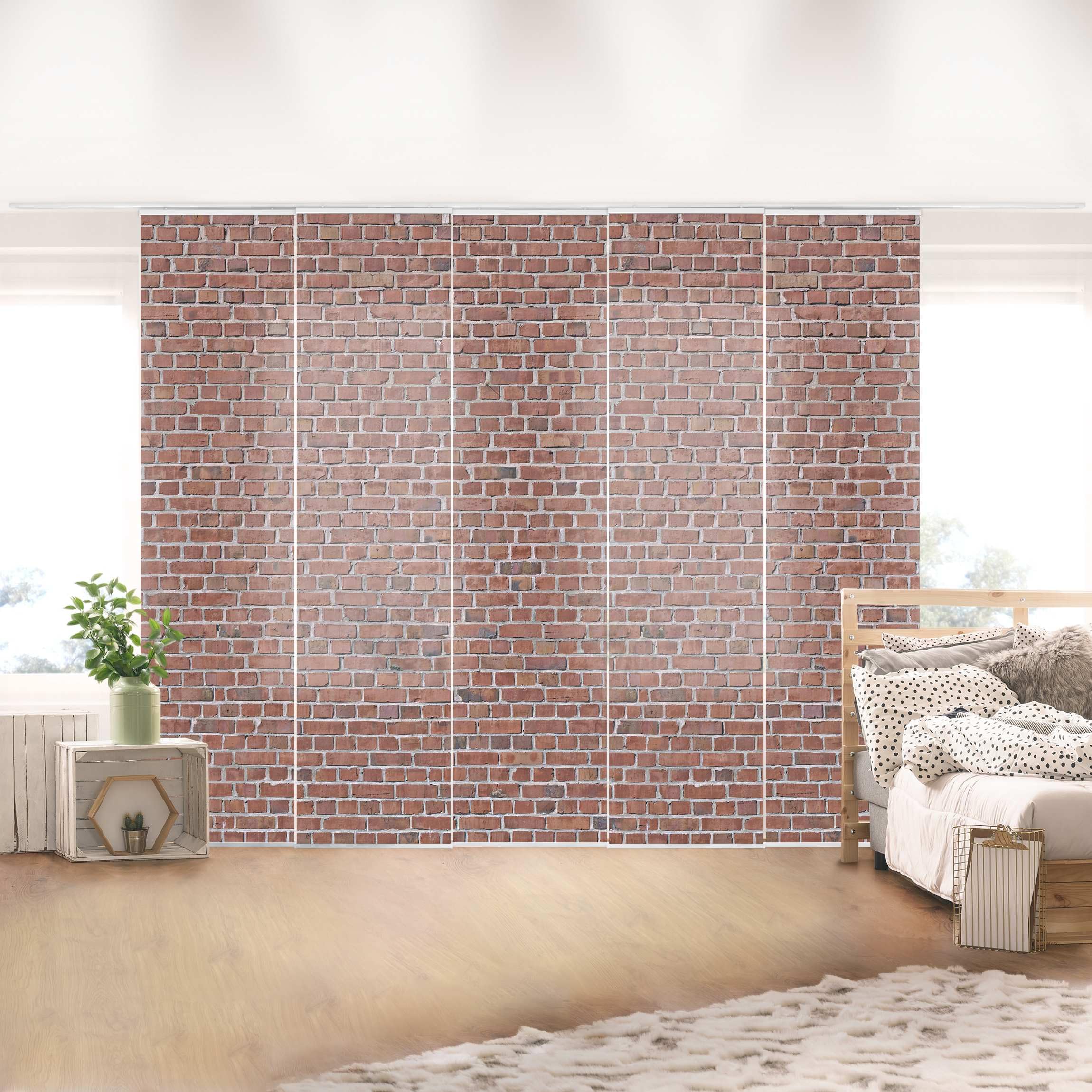 Schiebegardine halbtransparent 60er Paneel Klett Steinoptik Textil lichtdurchlässig - Motiv Modern Flächenvorhang Wohnzimmer Schlafzimmer 1075 (300x250 cm - 5er Set)