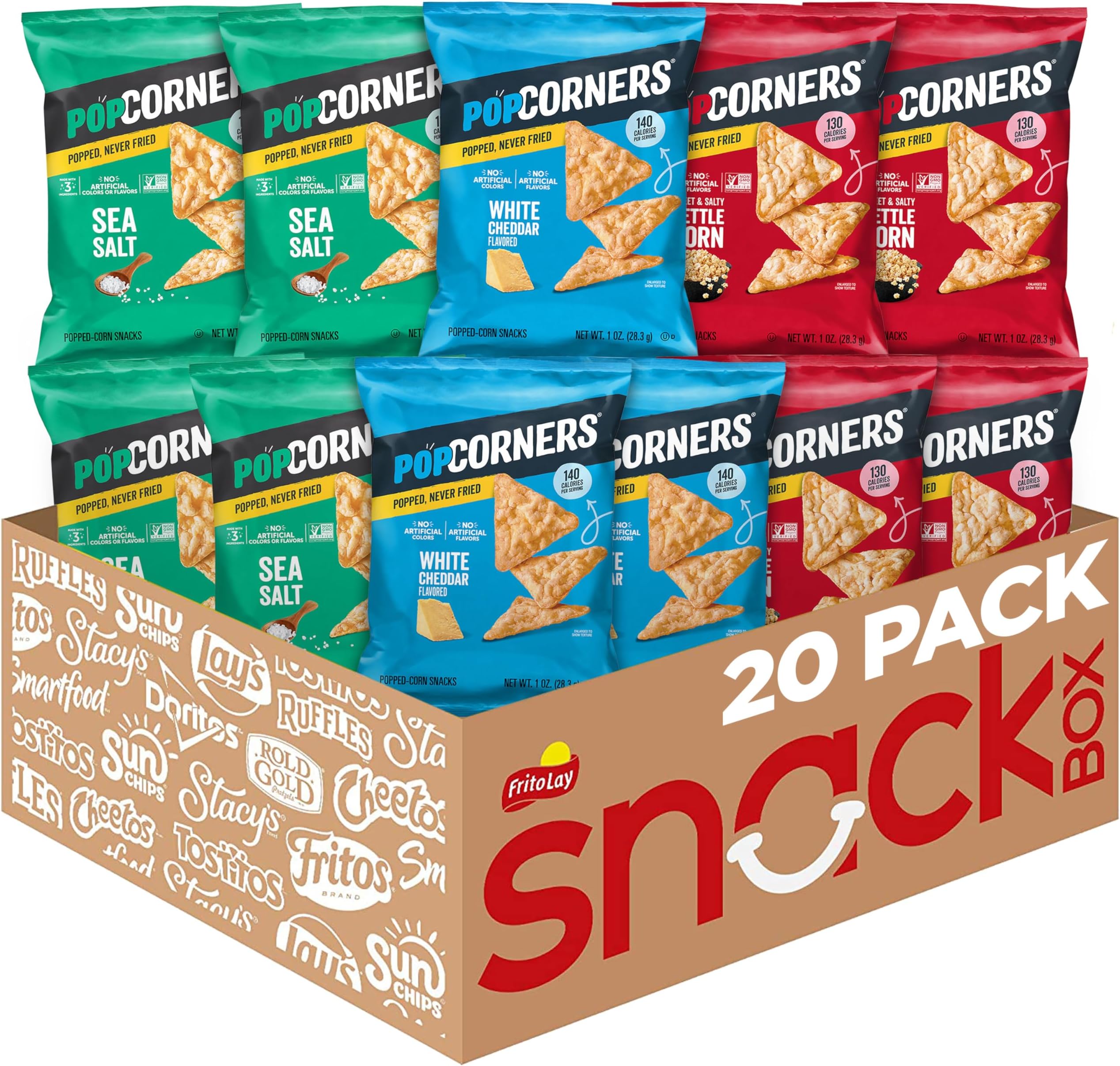 Popped Corn Snacks, Core 3 Flavor Pack, 1 Ounce (Pack of 20) (Packaging May Vary)