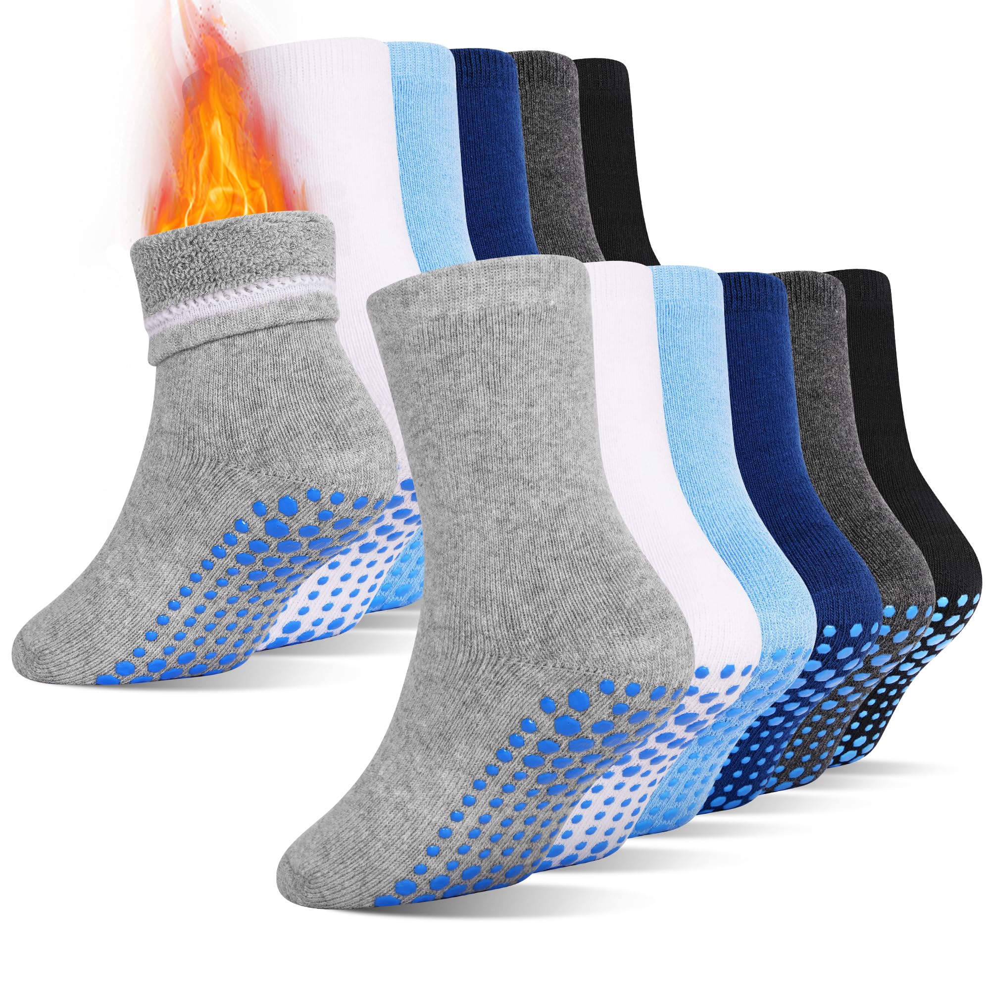 ARERWA Rutschfeste Kinder socken 5-7 Jahre Jungen Mädchen 6 Paar Baby Anti Rutsch Socken Gemütliche warme Griffsocken für Kinder Kleinkinder