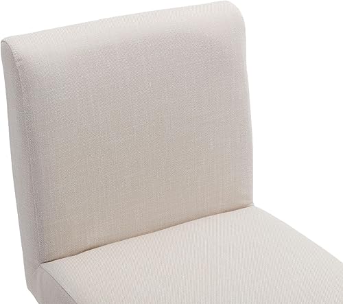 Miniatura 7 de VESCASA Sillas de comedor tapizadas con patas de madera natural en forma de V invertidas, sillas de comedor acolchadas modernas de lino con respaldo