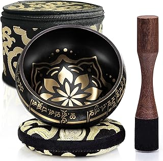 Tibetan Singing Bowl Set ~ Easy to Play ~ Creates Beautiful Sound for Holistic Healing, Stress Relief, Meditation & Relaxa...