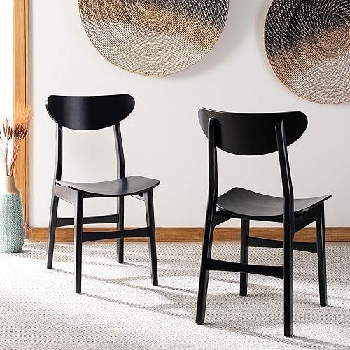 Safavieh Home Lucca - Silla de comedor retro negra, madera, juego de 2