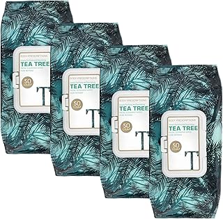 Sponsored Ad - Face Wipes | Tea Tree Facial Cleansing and Gentle Make Up Remover Wipes - 4 Pack (50 Count Each) | Body Pre...