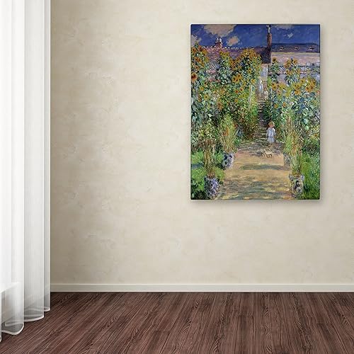 Miniatura 3 de Lienzo decorativo para pared, diseño de Claude Monet con texto en inglés The Artist's Garden at Vetheuil para decoración de sala de estar,