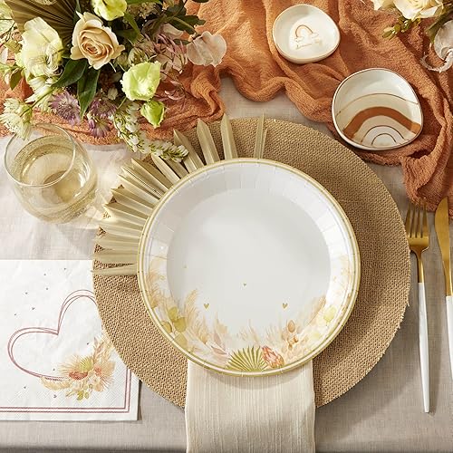 Miniatura 11 de Kate Aspen Rustic Boho 7 in. Premium Paper Plates (350 GSM weight -Set of 16) - Perfect for Fall Weddings, Bridal Brunches, Bridal Showers, Baby