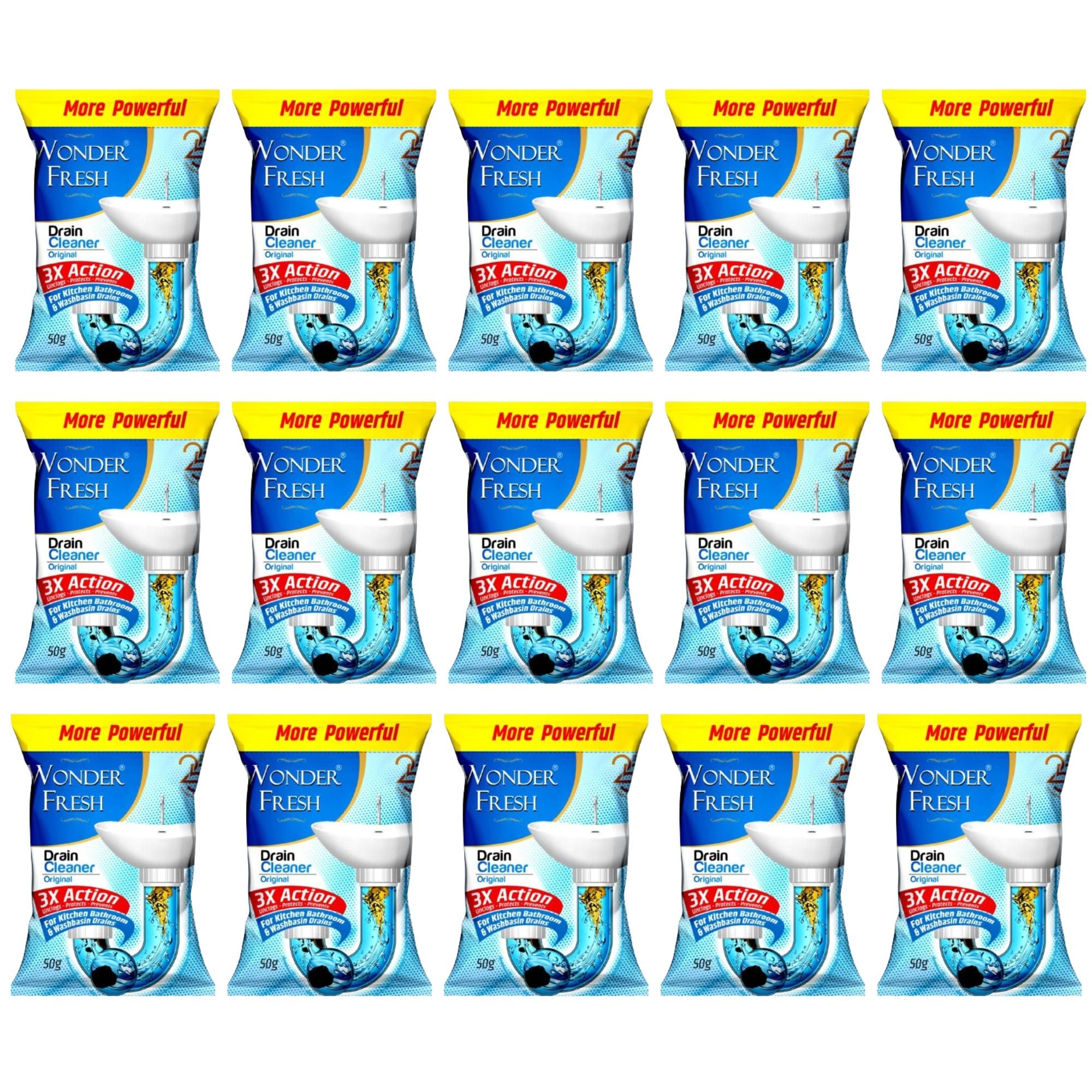 Wonder Fresh Drain Cleaner Powder | Effective Sink Cleaner | Drain Blockage Remover | Wash Basin & Toilet Cleaner | Removes Blockages in Pipes, Sinks & Septic Tanks | 50g (Pack of 15) (B095WW24GG) Amazon Price History, Amazon Price Tracker