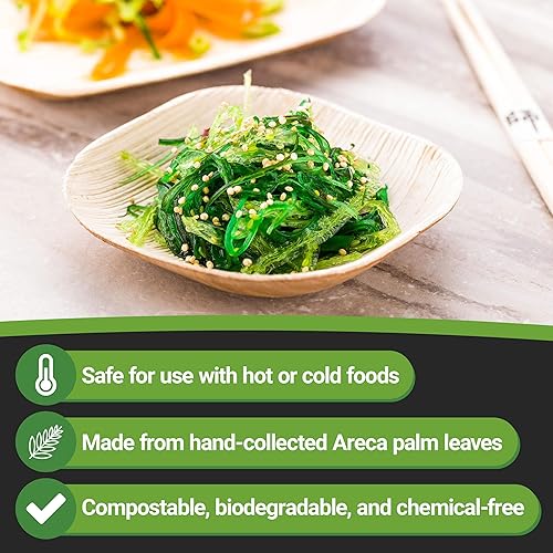 Miniatura 6 de Restaurantware Plato cuadrado de hoja de palma Indo ecológico de 4 pulgadas perfecto para fiestas y eventos de catering - Color natural - Platos