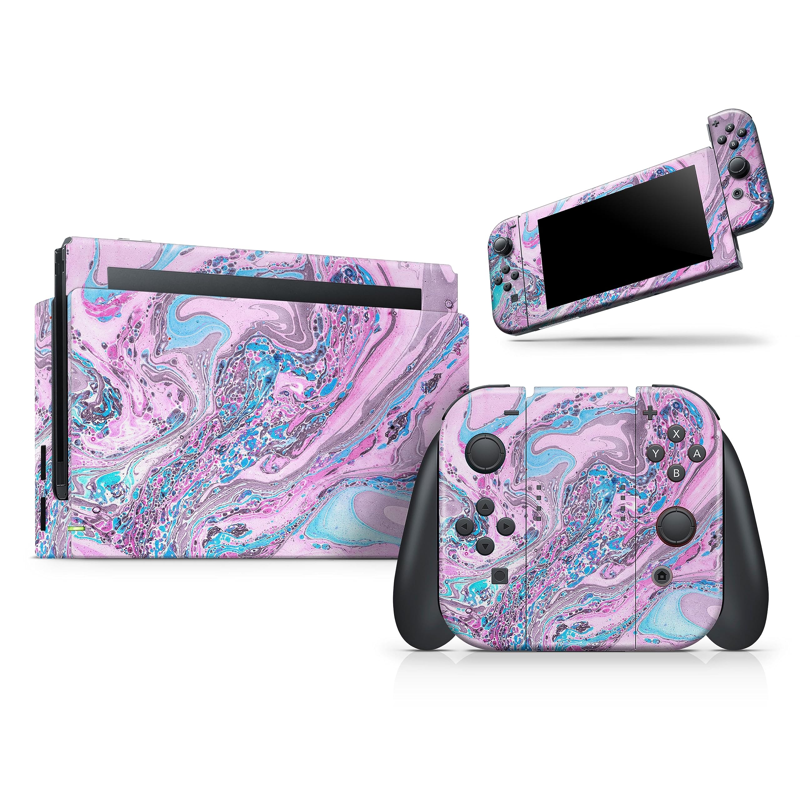 Compatible with Nintendo OLED Switch Console Bundle - Skin Decal Protective Scratch Resistant Vinyl Wrap Gaming Cover- Cotton Candy Oil Mix V3