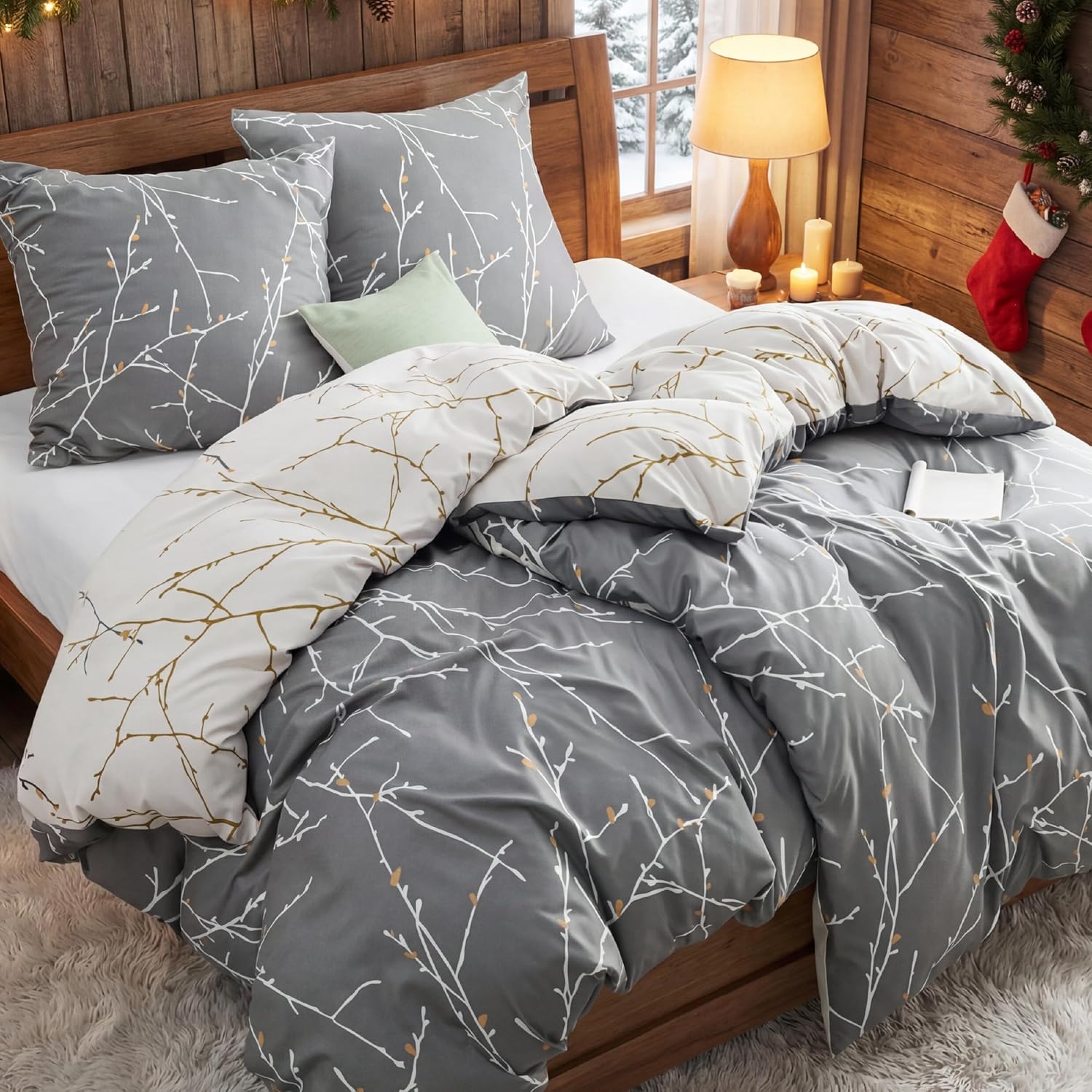 Bedsure Bed Linen 135 x 200 4-Piece Duvet Cover – Winter Bedding Sets 135 x 200 cm Microfibre with 2 Pillowcases 80 x 80 cm, Oeko-Tex Winter…