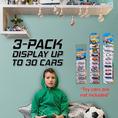 Miniatura 5 de Modelo Car Display Case - Soporte para hasta 30 autos - Compatible con Hot Wheels Matchbox - Organizador de coche de juguete fundido a presión para
