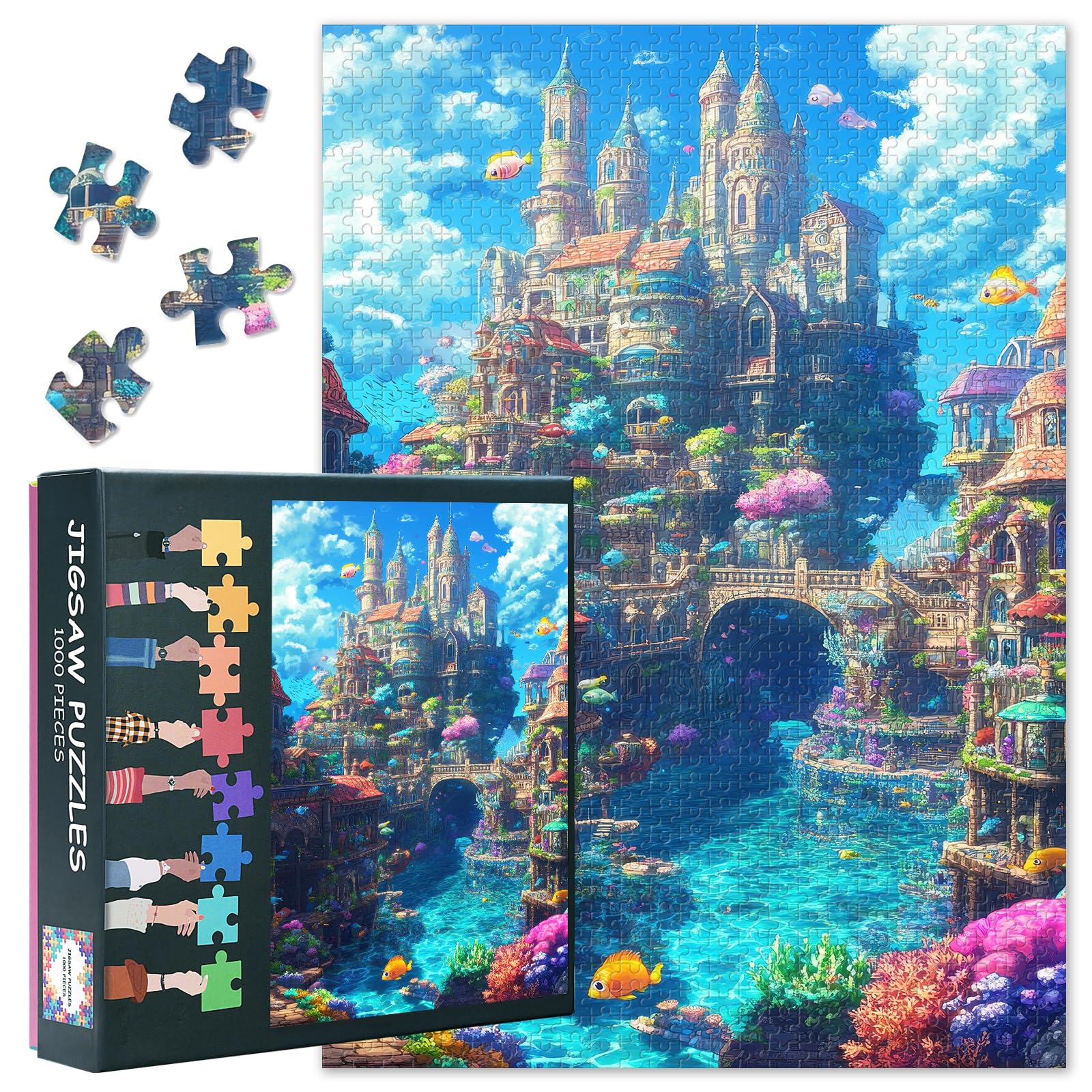 Castle Puzzles for Adults 1000 Pieces, Underwater City Jigsaw Puzzles, Adult Puzzle for Adults, Educational Fun Games or Toys for Elders Friends 20X27 INCH โ image 1